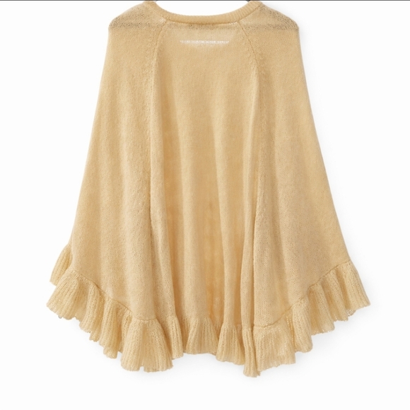 Lily Pulitzer Corabella Cream Colored Wool Blend Poncho Sweater Sz Lg - Picture 5 of 5